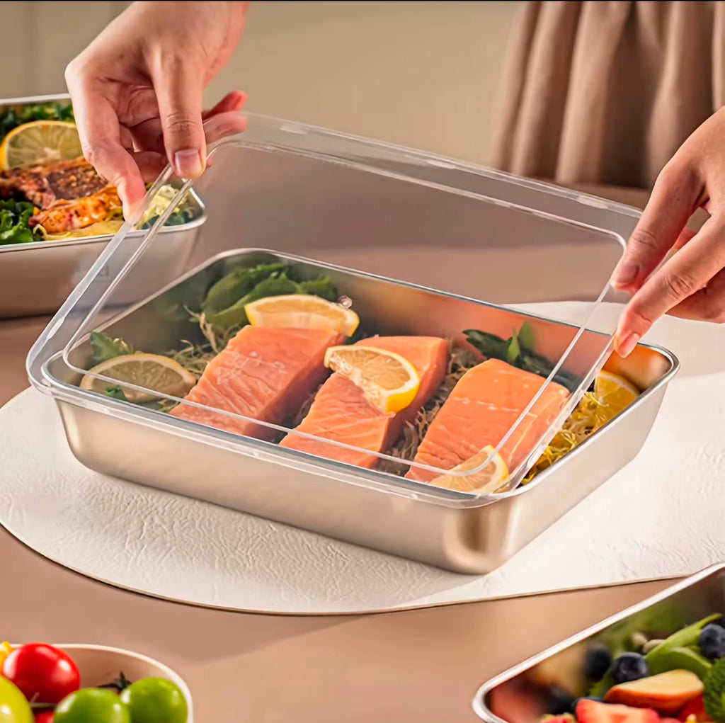 Boite de conservation d'aliments avec couvercle resistant aux variations de température du congélateur et du four pour la préparation et la conservation des aliments, compatibilité avec le lave-vaisselle