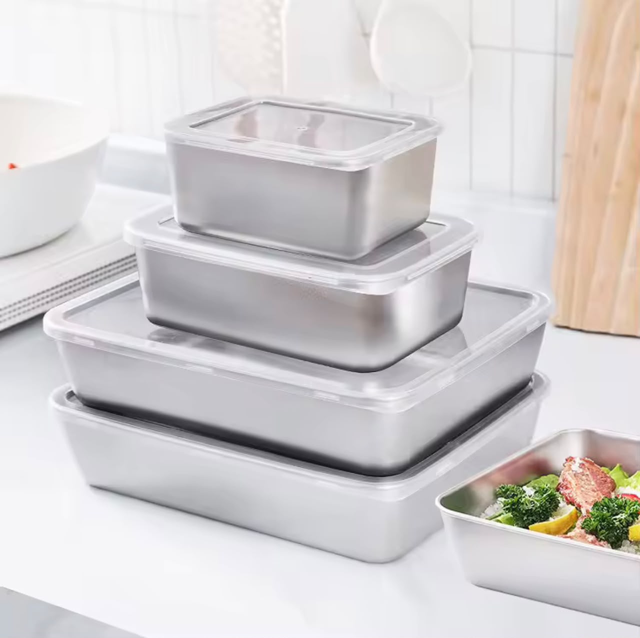 Boite de conservation d'aliments avec couvercle resistant aux variations de température du congélateur et du four pour la préparation et la conservation des aliments, compatibilité avec le lave-vaisselle