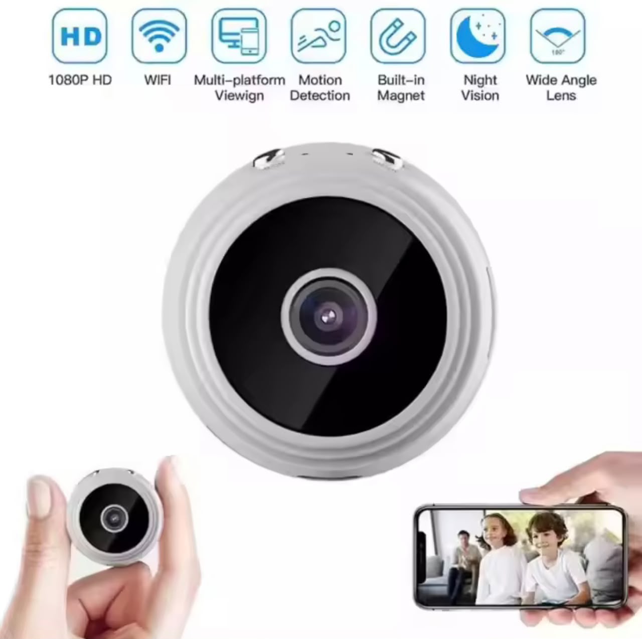 Mini caméra de surveillance magnétique sans fil avec vision nocturne A9 1080P HD