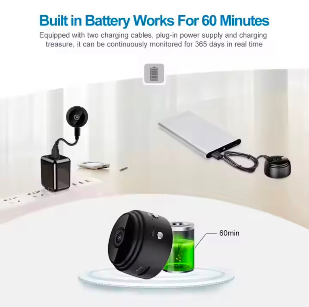 Mini caméra de surveillance magnétique sans fil avec vision nocturne A9 1080P HD