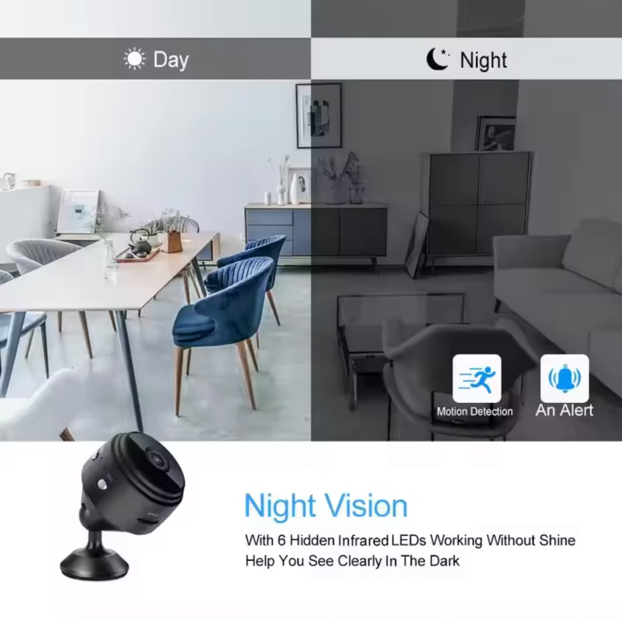 Mini caméra de surveillance magnétique sans fil avec vision nocturne A9 1080P HD