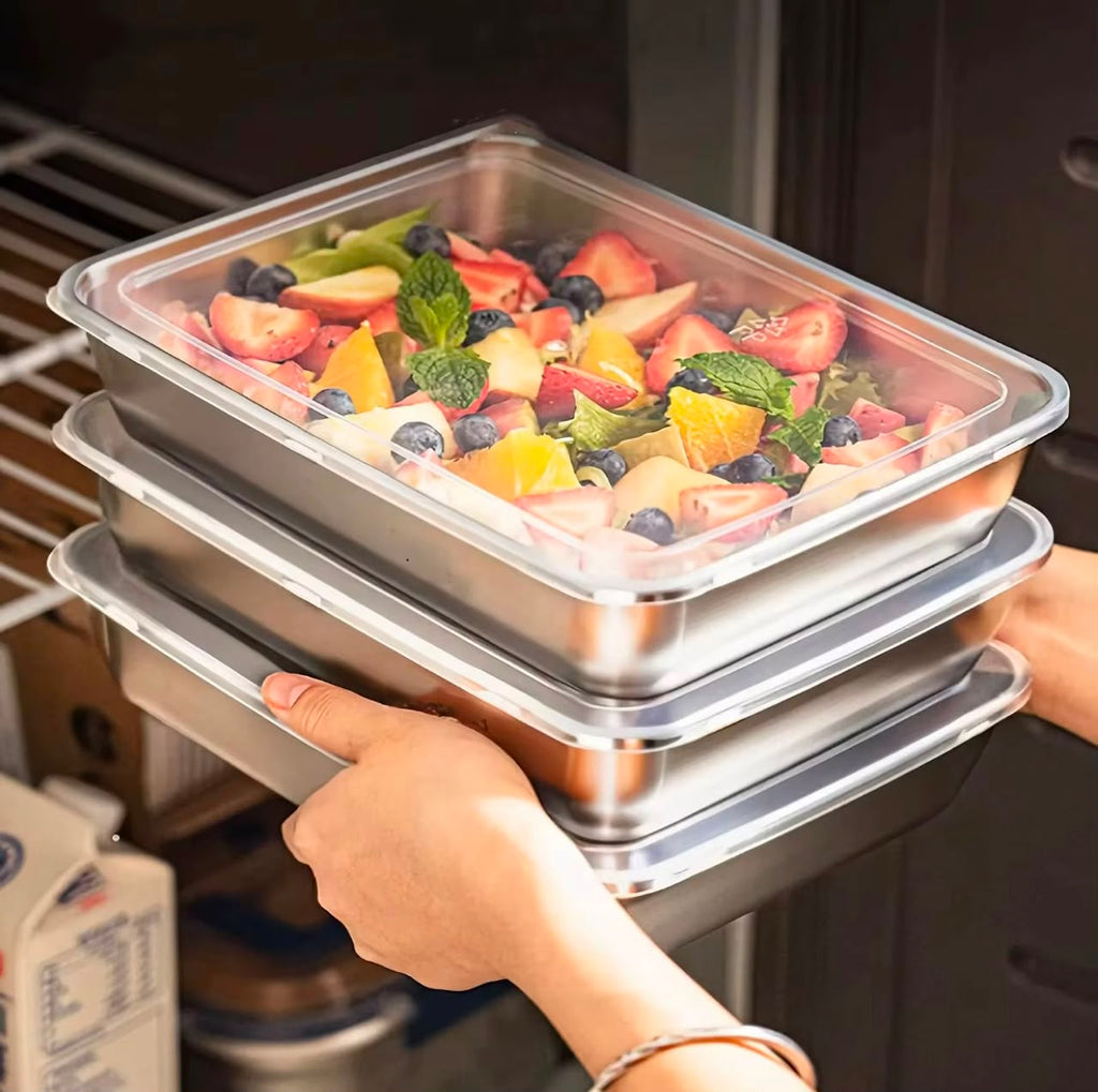 Boite de conservation d'aliments avec couvercle resistant aux variations de température du congélateur et du four pour la préparation et la conservation des aliments, compatibilité avec le lave-vaisselle