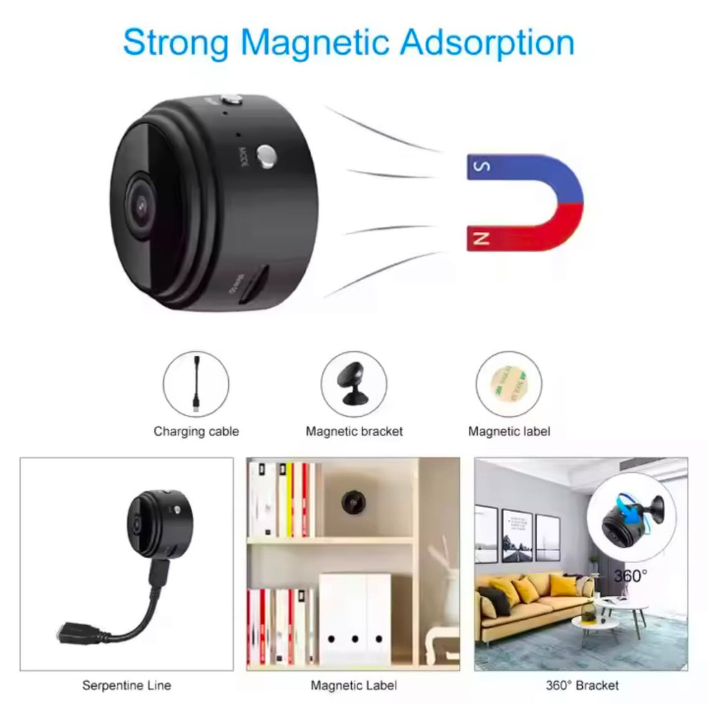 Mini caméra de surveillance magnétique sans fil avec vision nocturne A9 1080P HD