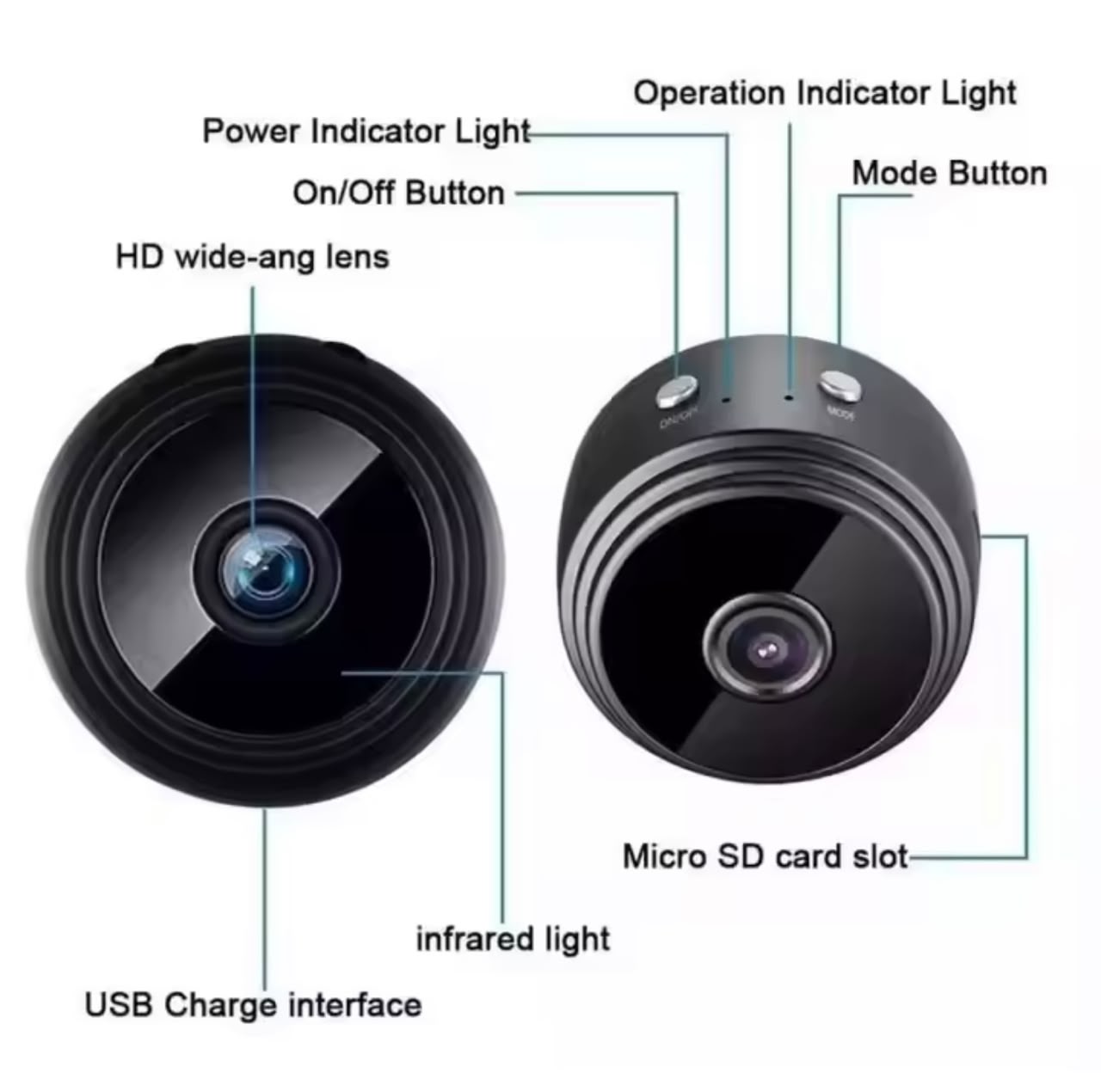 Mini caméra de surveillance magnétique sans fil avec vision nocturne A9 1080P HD