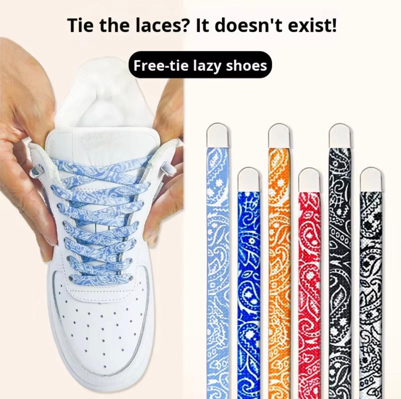 Lacets élastiques sans noeuds en gros motif fleur de cajou pour chaussures décontractées et baskets (unisexes)